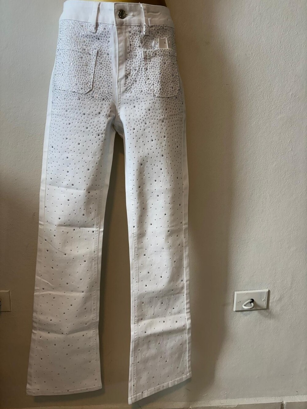 White Women's Eyelet Straight-Leg Jeans